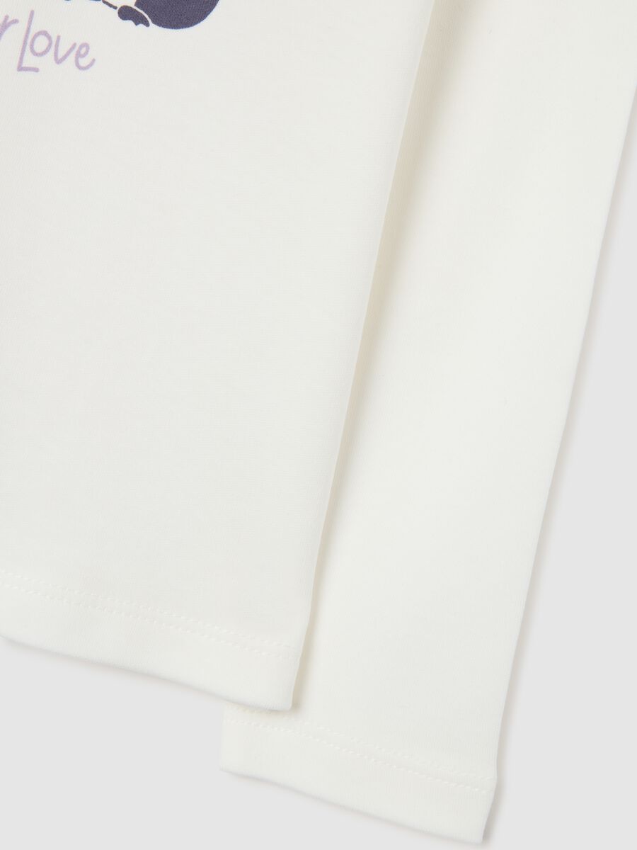 Girl's white pure cotton regular fit T-shirt with print_3