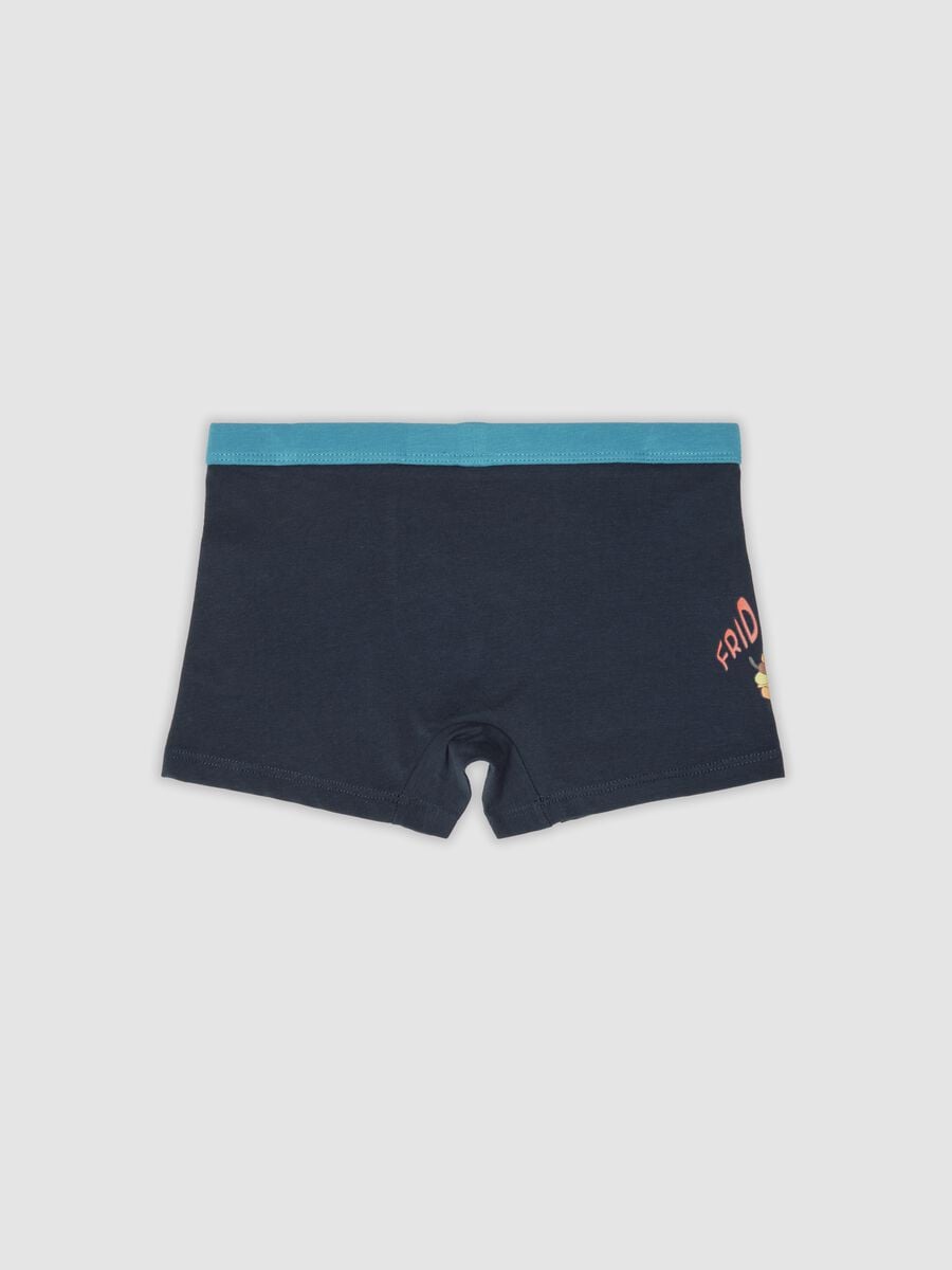 Blue midi boys&rsquo; boxer shorts in stretch organic cotton with hamburger print_1