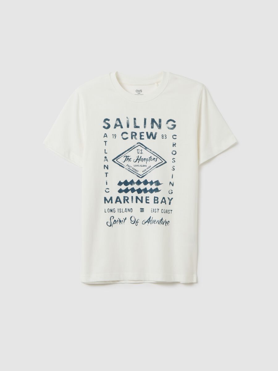 Boys' white pure cotton regular fit T-shirt_3