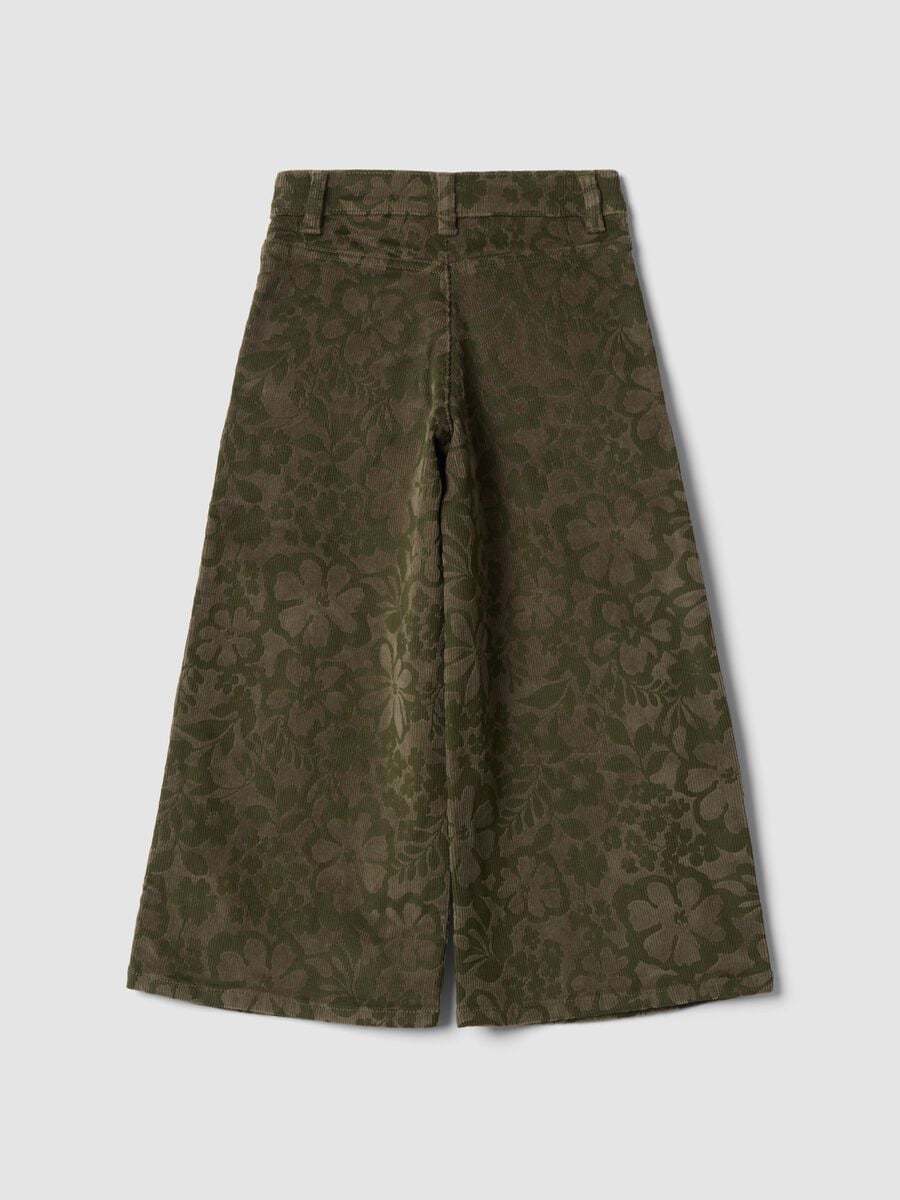 Pantaloni verdi wide leg in cotone elasticizzato_1