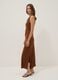 Brown sleeveless midi dress in stretch fabric_2