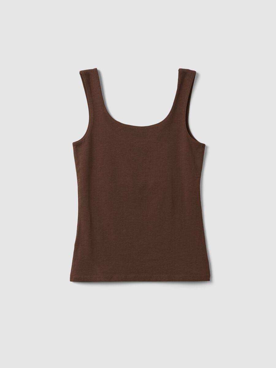 Brown fitted stretch-cotton tank top_5