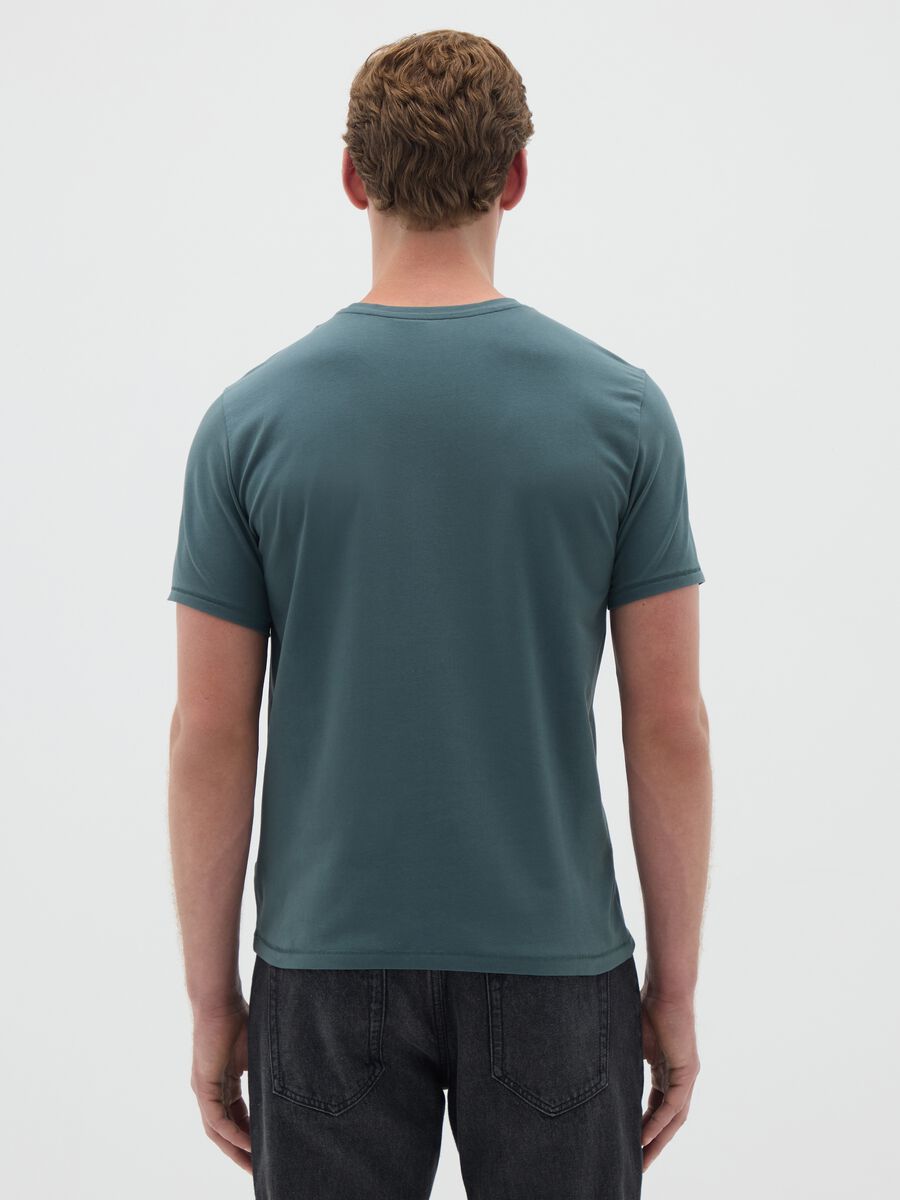Men's green cotton slim fit T-shirt_2