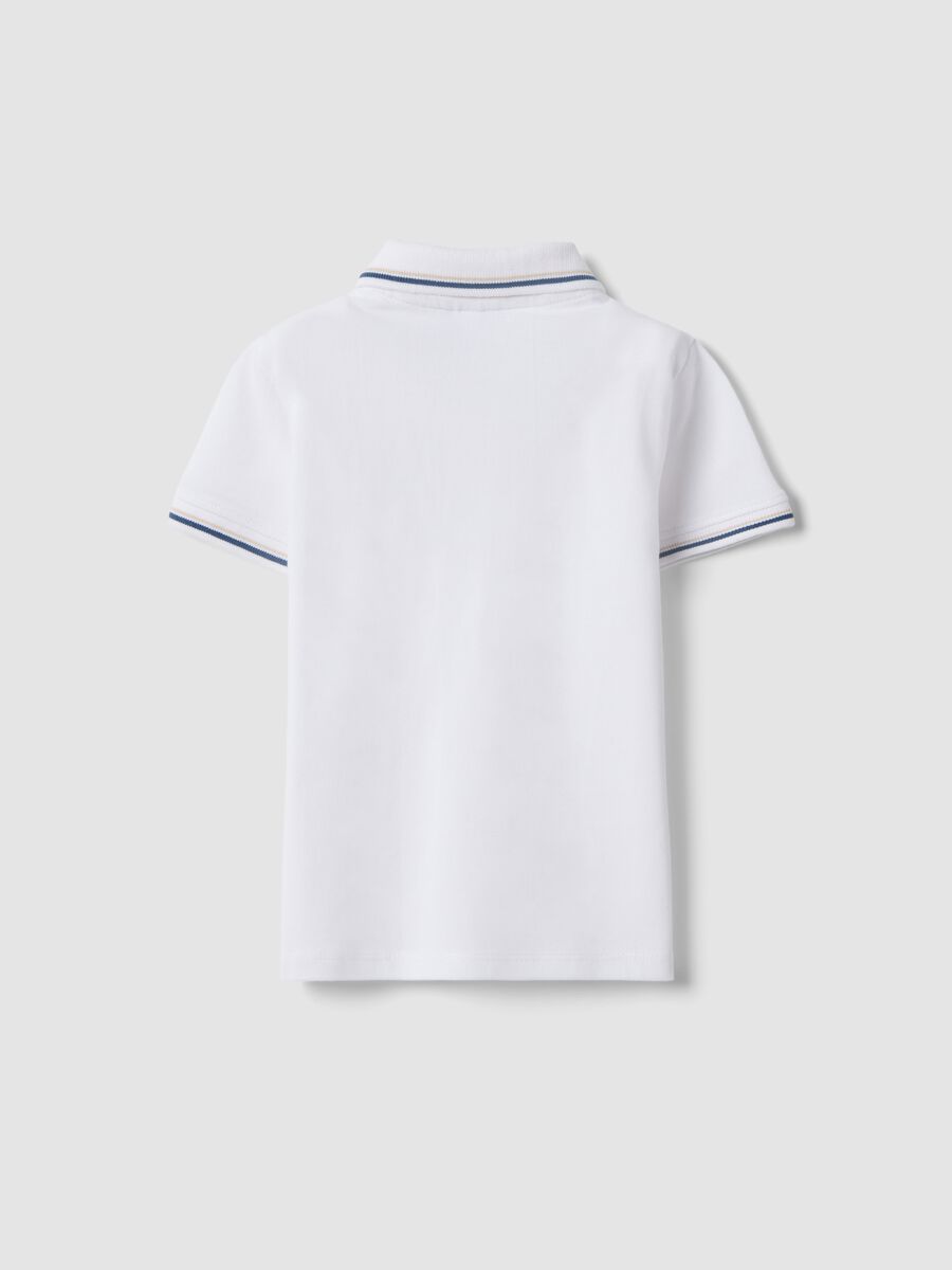 Polo a maniche corte in puro cotone bianca da bimbo regular fit_1
