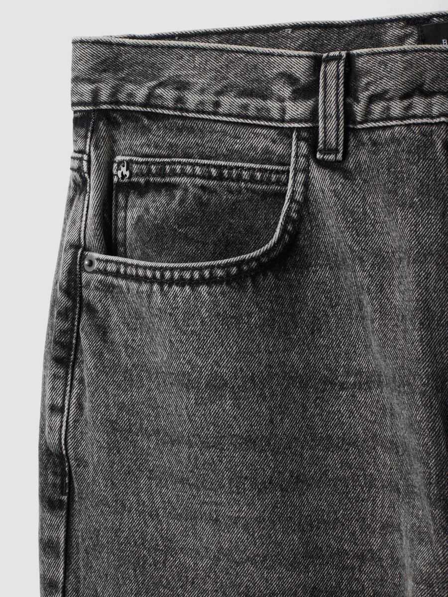 Grey denim flare-fit jeans in pure cotton_6