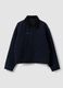 Blue cropped pure cotton padded jacket, oversized fit_4