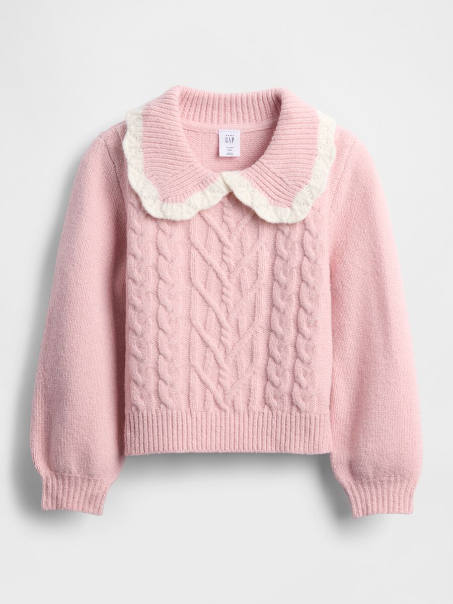 Pink Sweater with Collar for Girls_1