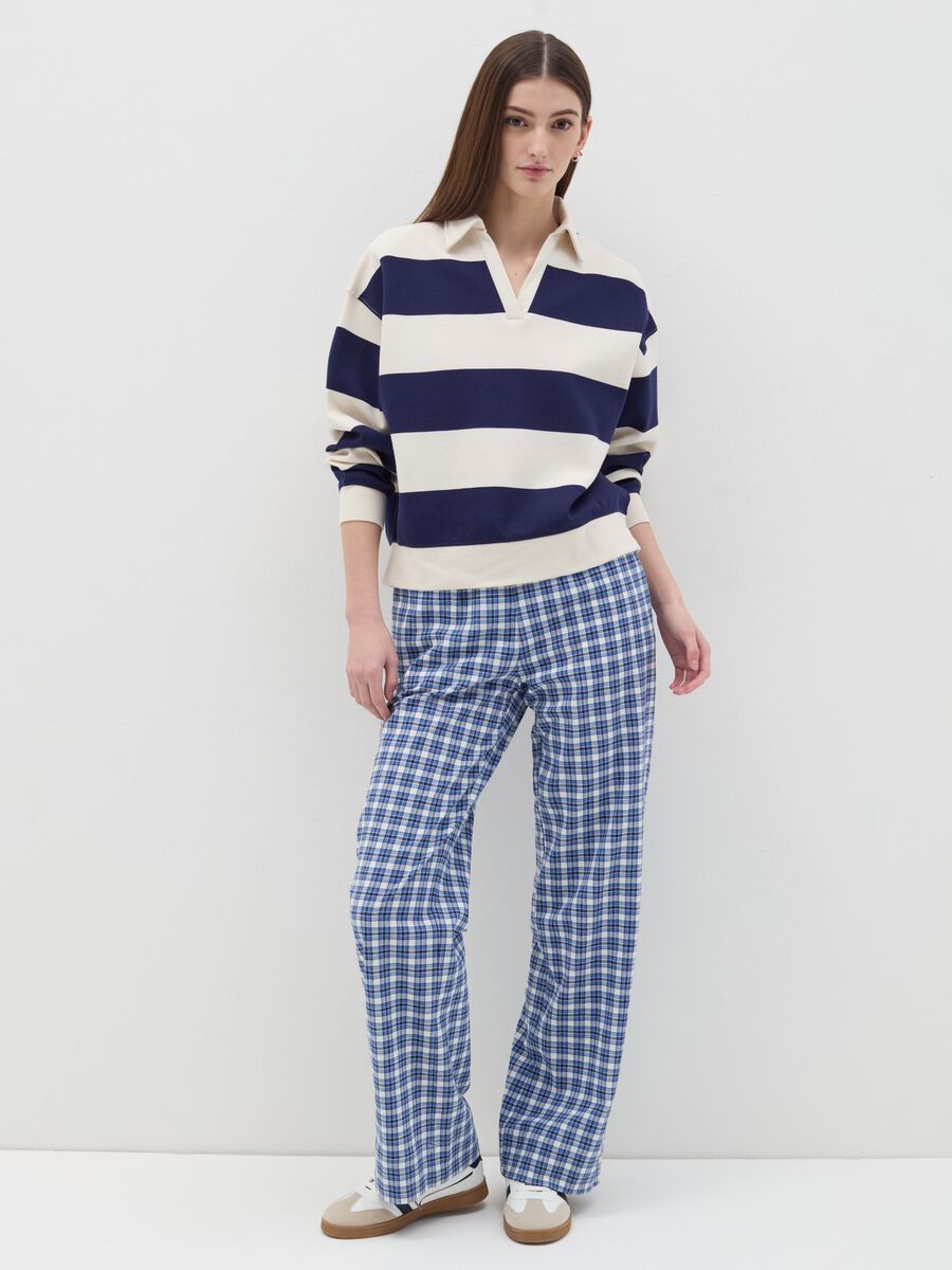 Striped sweatshirt with polo neck_1