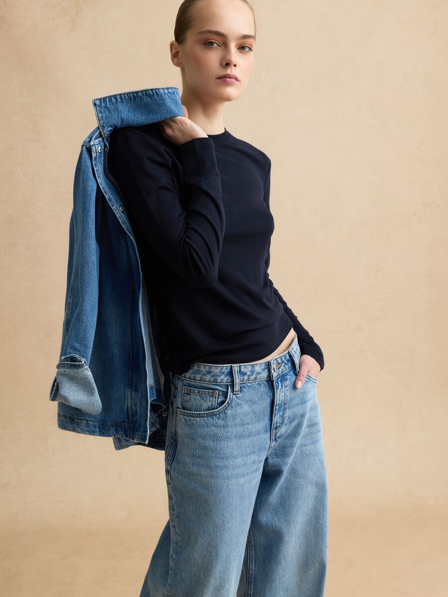 Blue long-sleeve crew-neck regular fit sweater_0