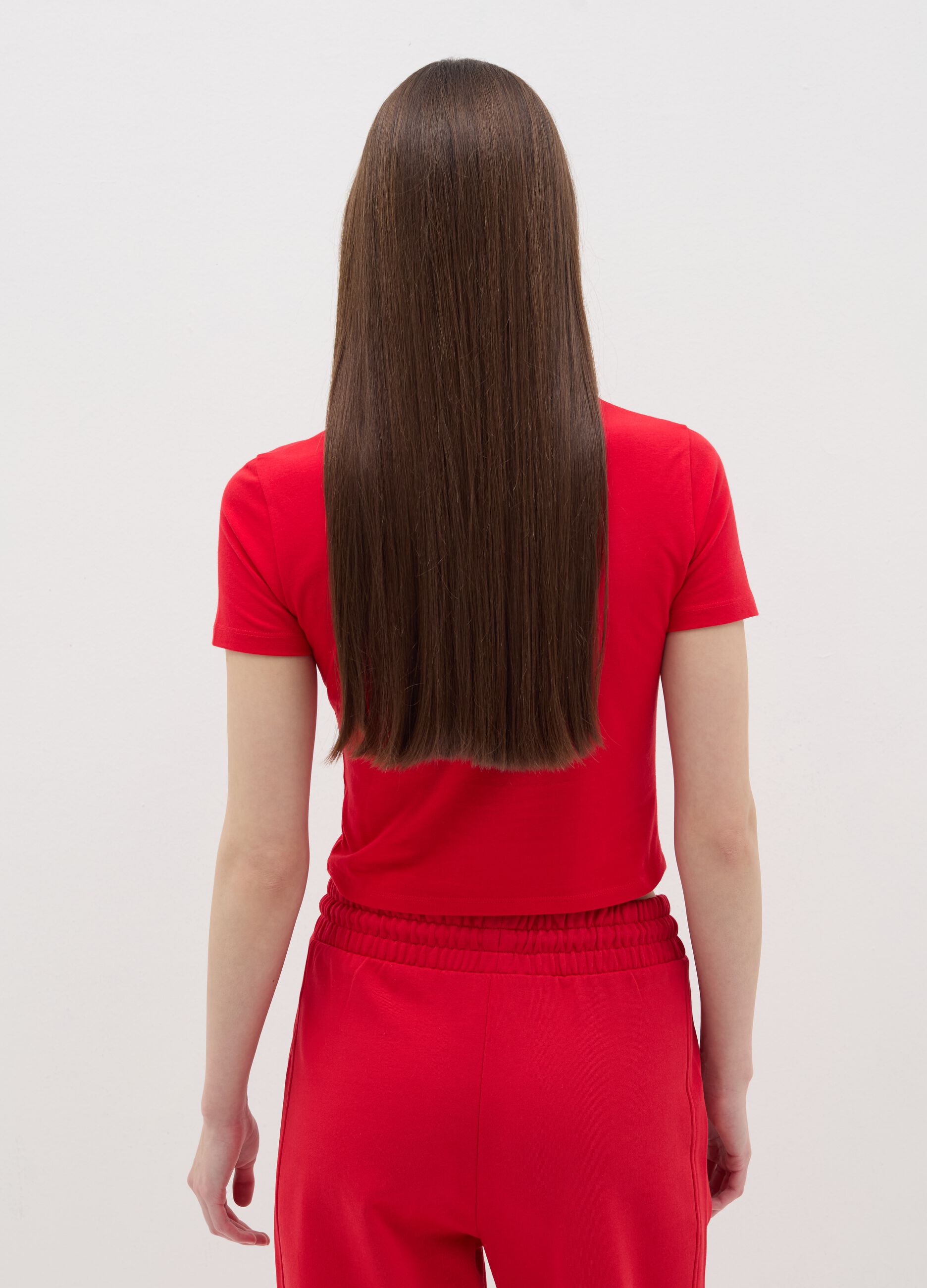 T-shirt mock neck in cotone stretch