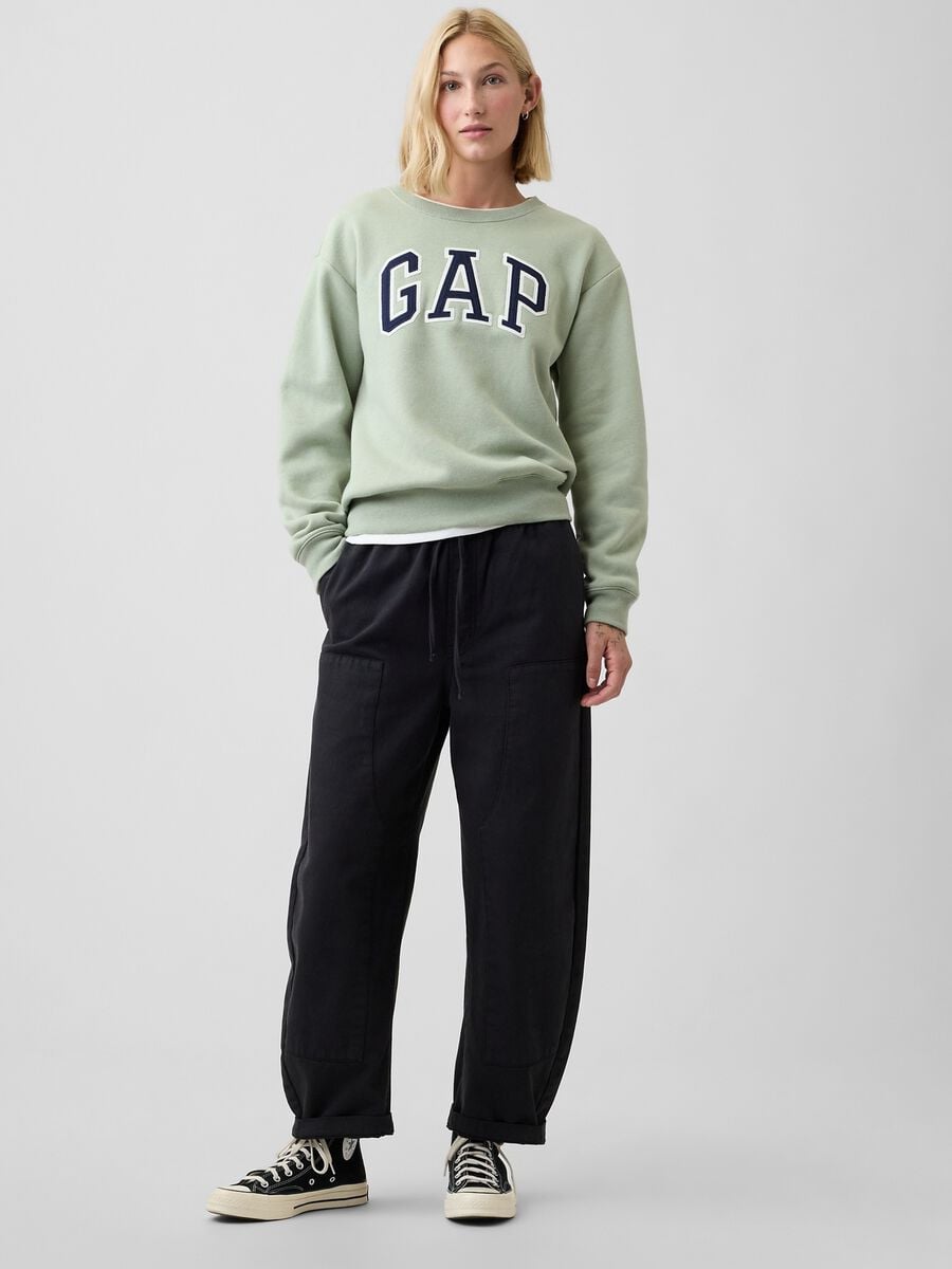 Sage green GAP logo cotton-blend crewneck sweatshirt_1