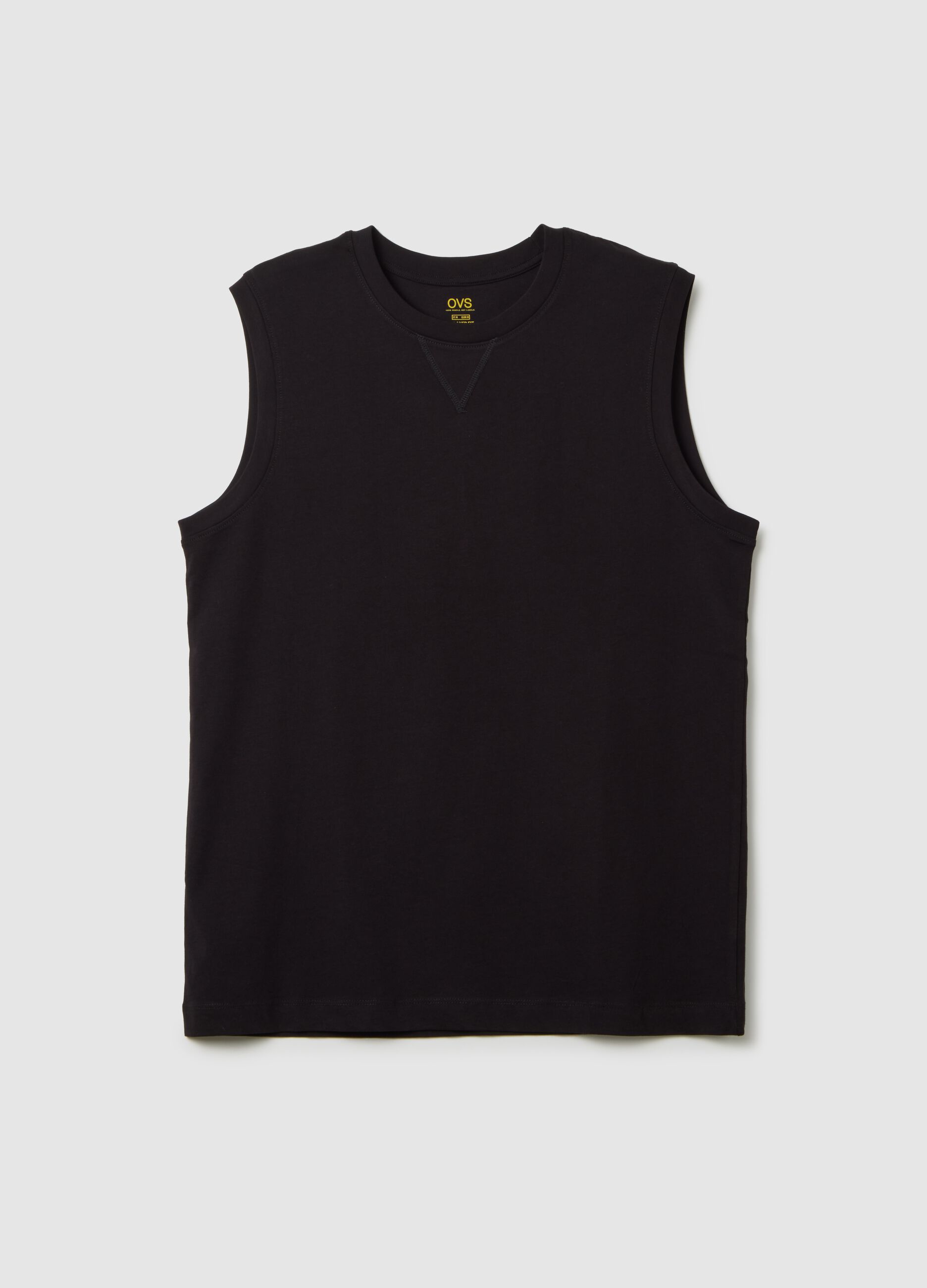 Canotta oversize da uomo in puro cotone nero regular fit