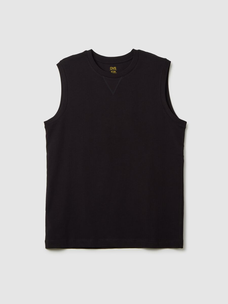 Men's oversized black cotton vest with regular fit_4
