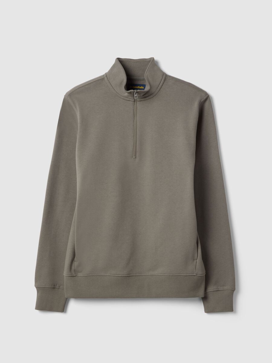 Felpa in misto cotone grigio regular fit con zip a met&agrave;_4