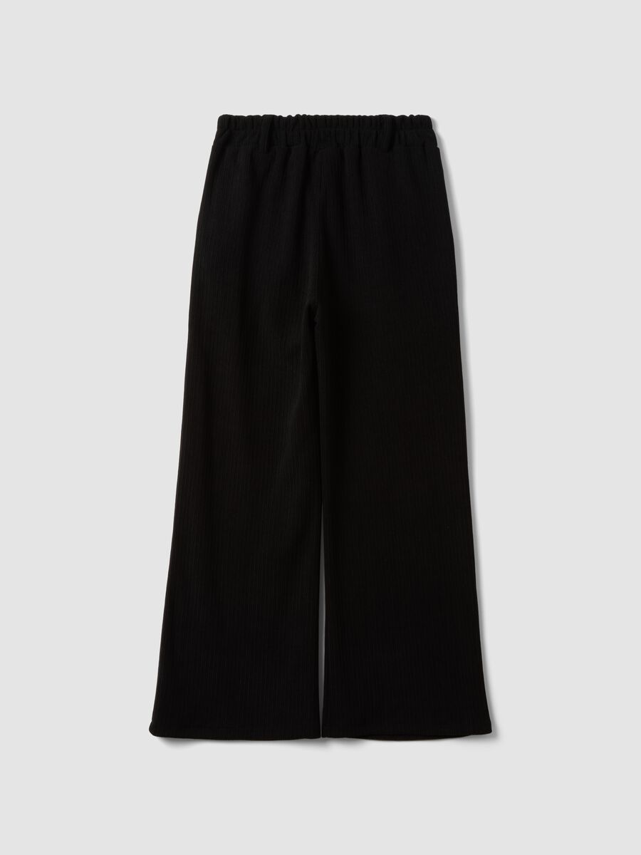 Black wide-leg stretch trousers with regular fit_6