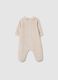 Beige velour baby romper with classic collar_1