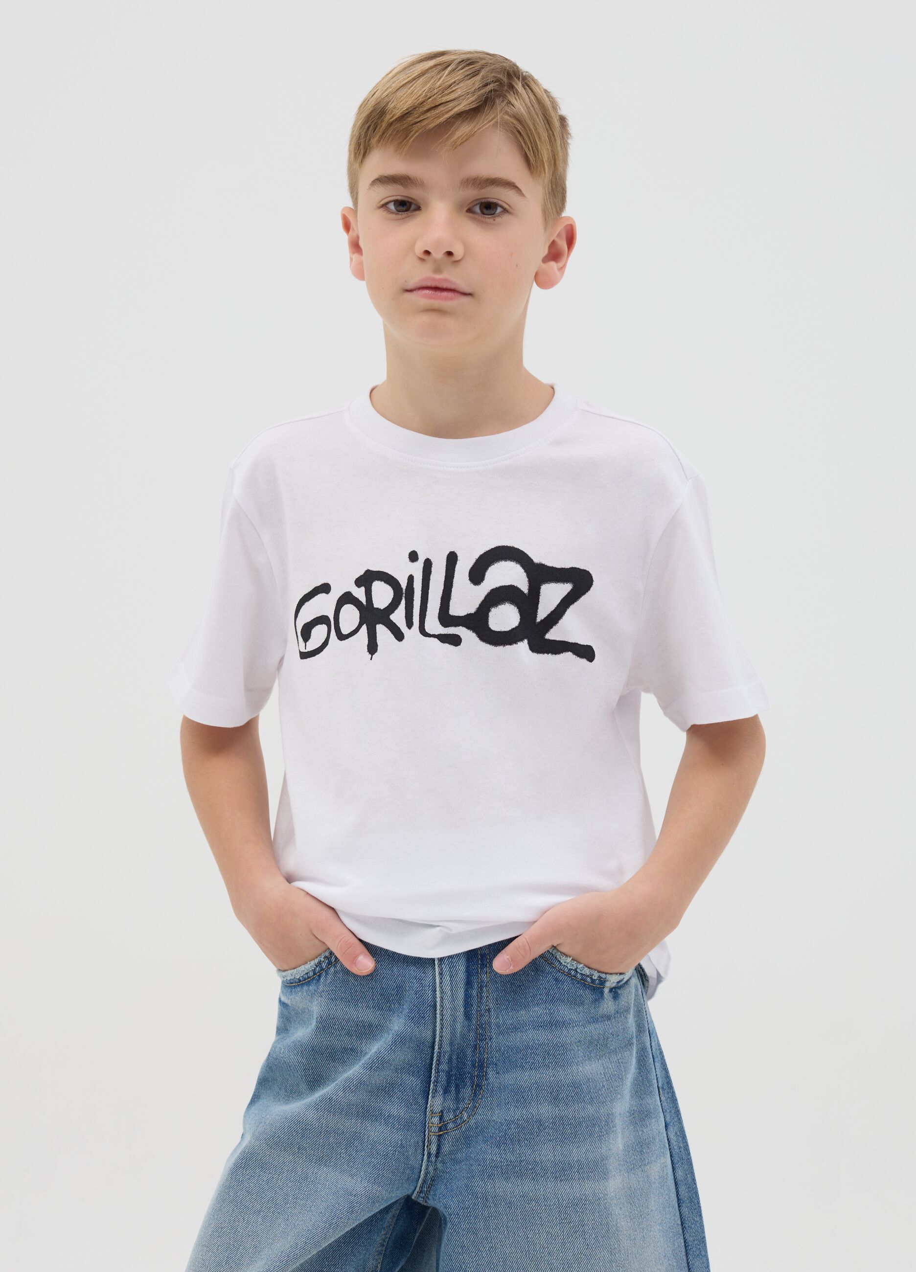 T-shirt in cotone con stampa Gorillaz