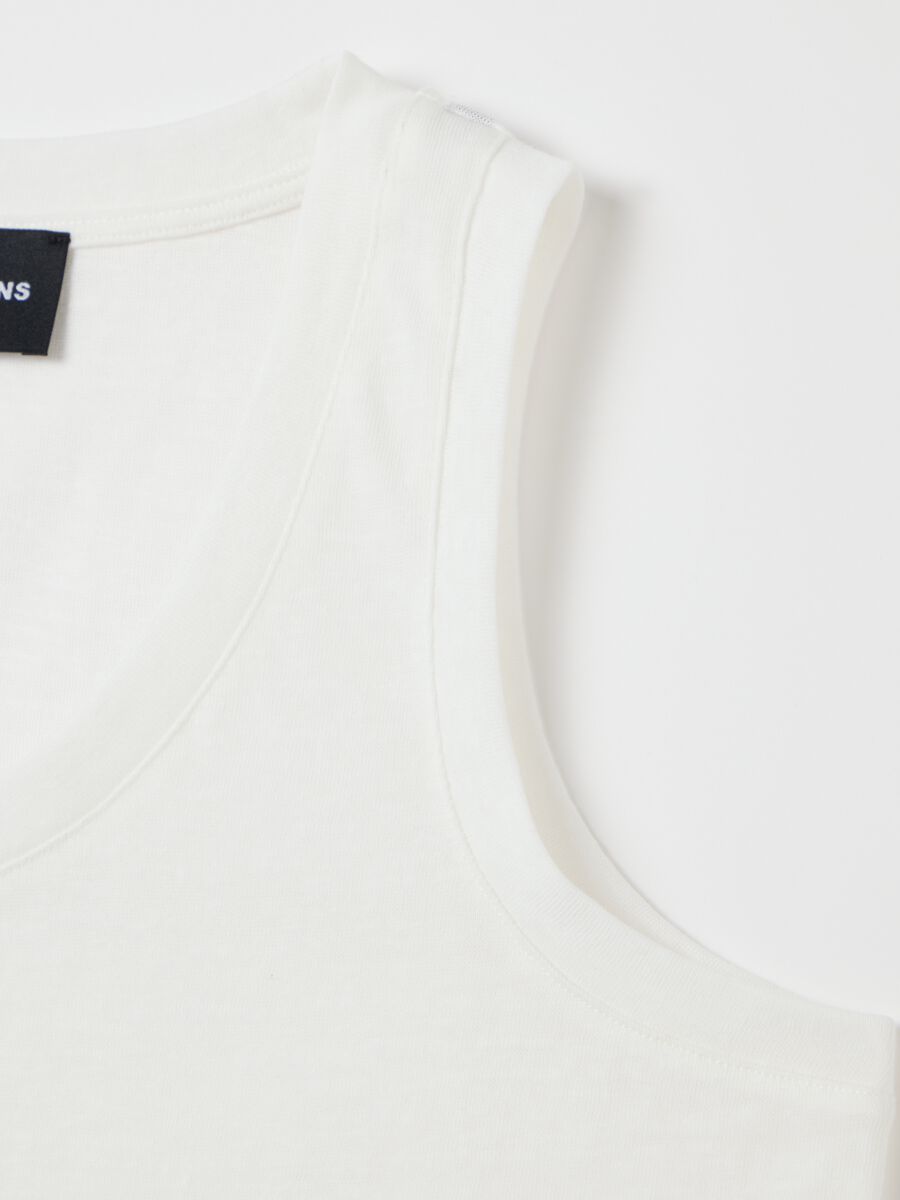 White Cotton Blend Vest_1