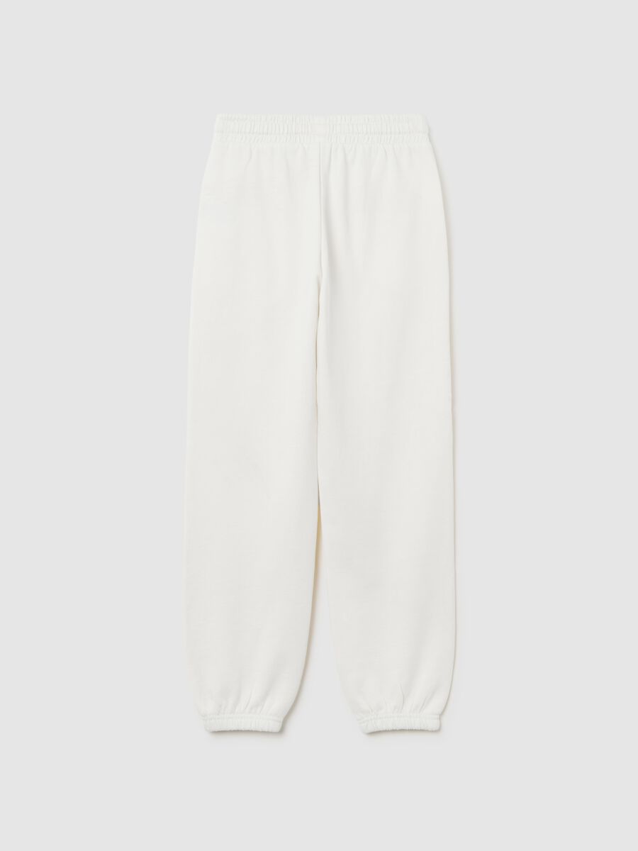 Girls' white pure cotton jogger trousers regular fit_4