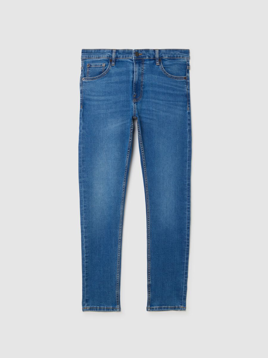 Jeans skinny in cotone denim blu_0