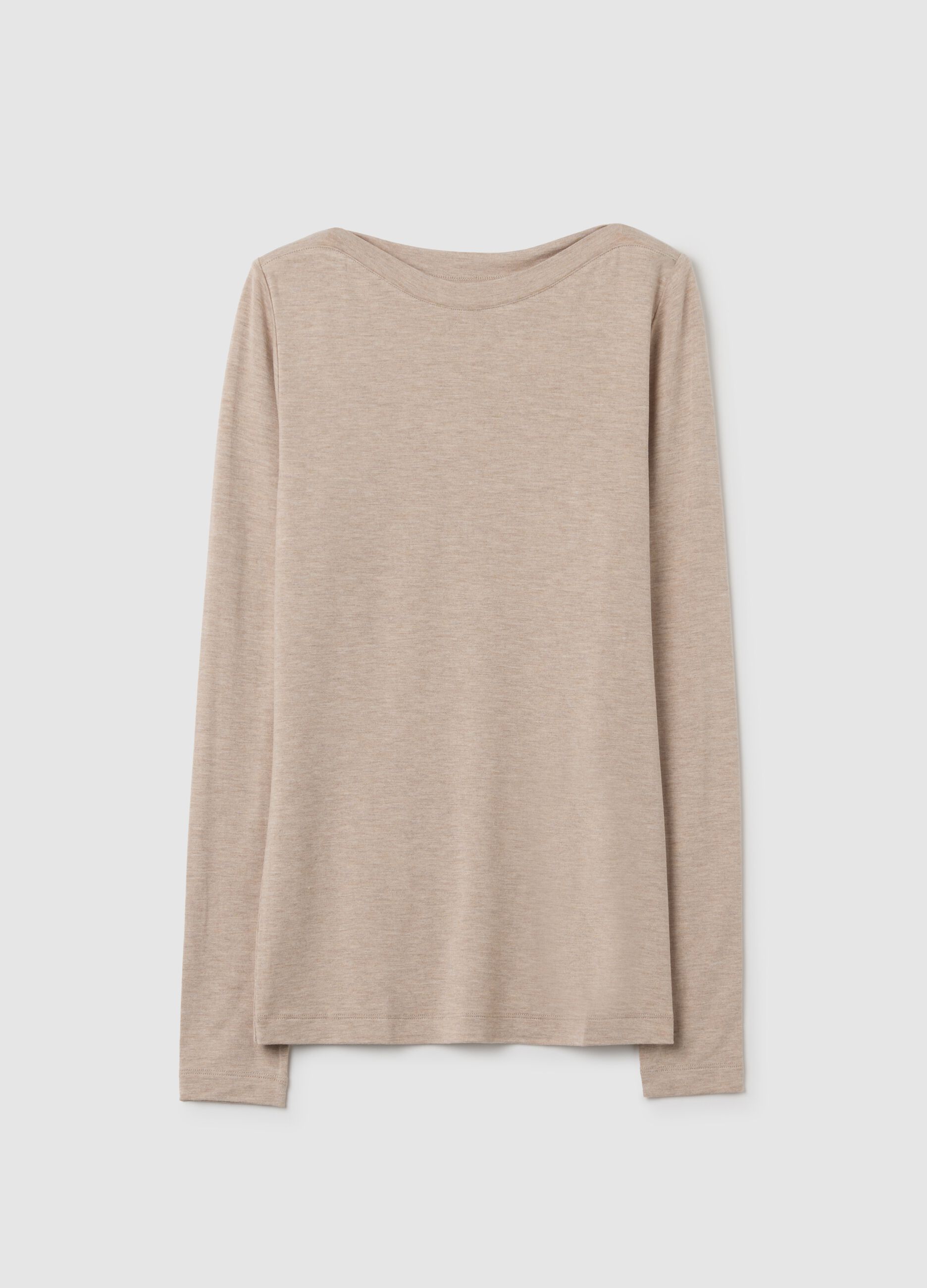 T-shirt in viscosa elasticizzata beige regular fit
