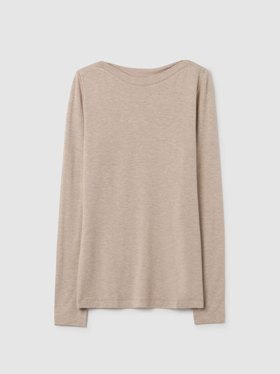 T-shirt in viscosa elasticizzata beige regular fit_0