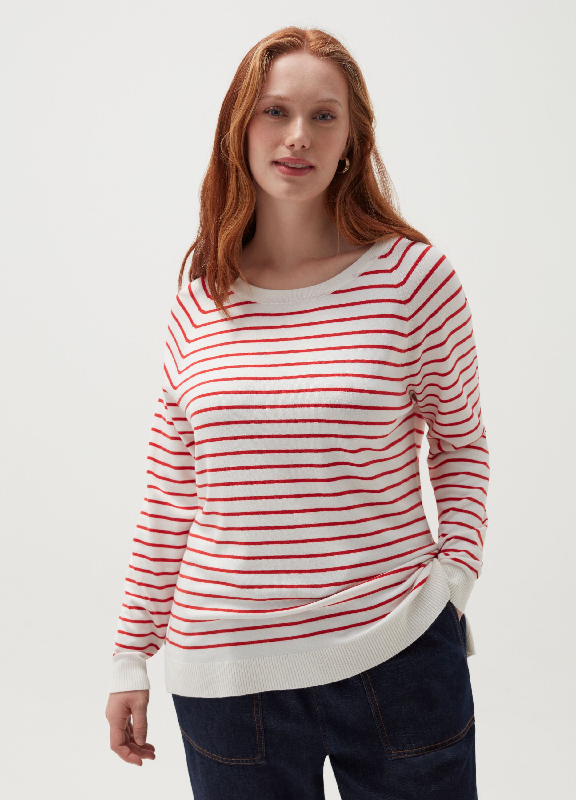 MYA Curvy striped top with raglan sleeves