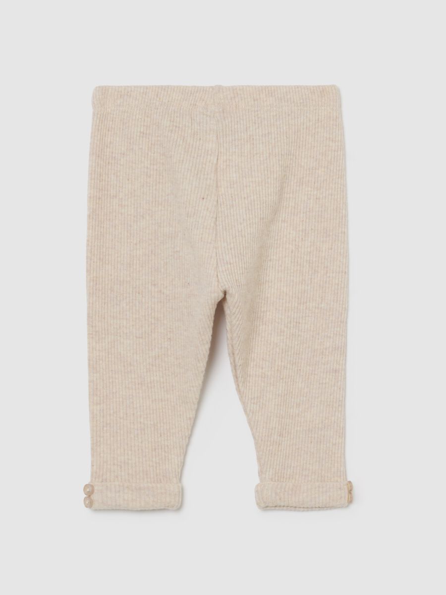 Baby girl beige cotton blend leggings slim fit_1