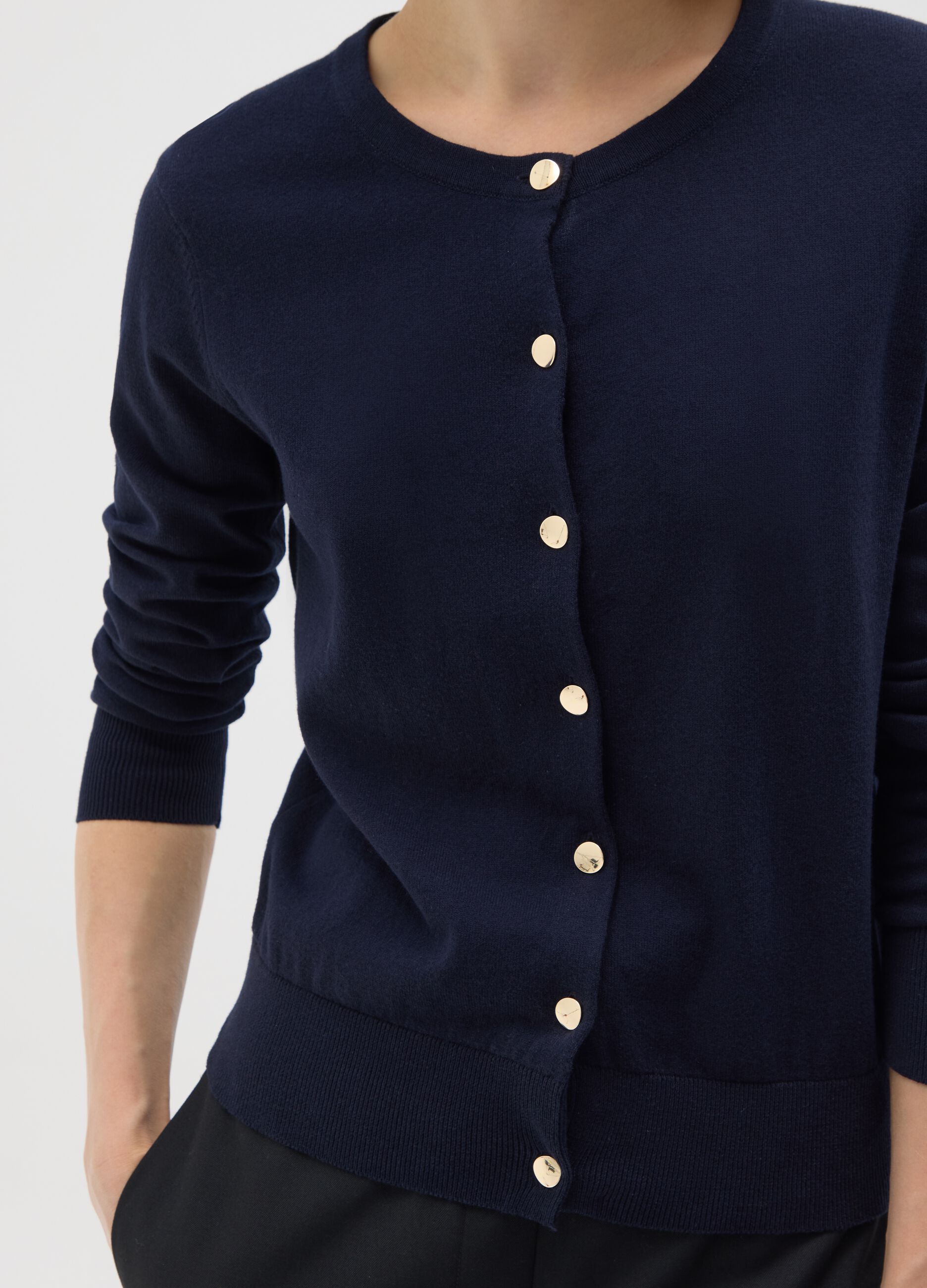 Blue pure cotton cardigan regular fit