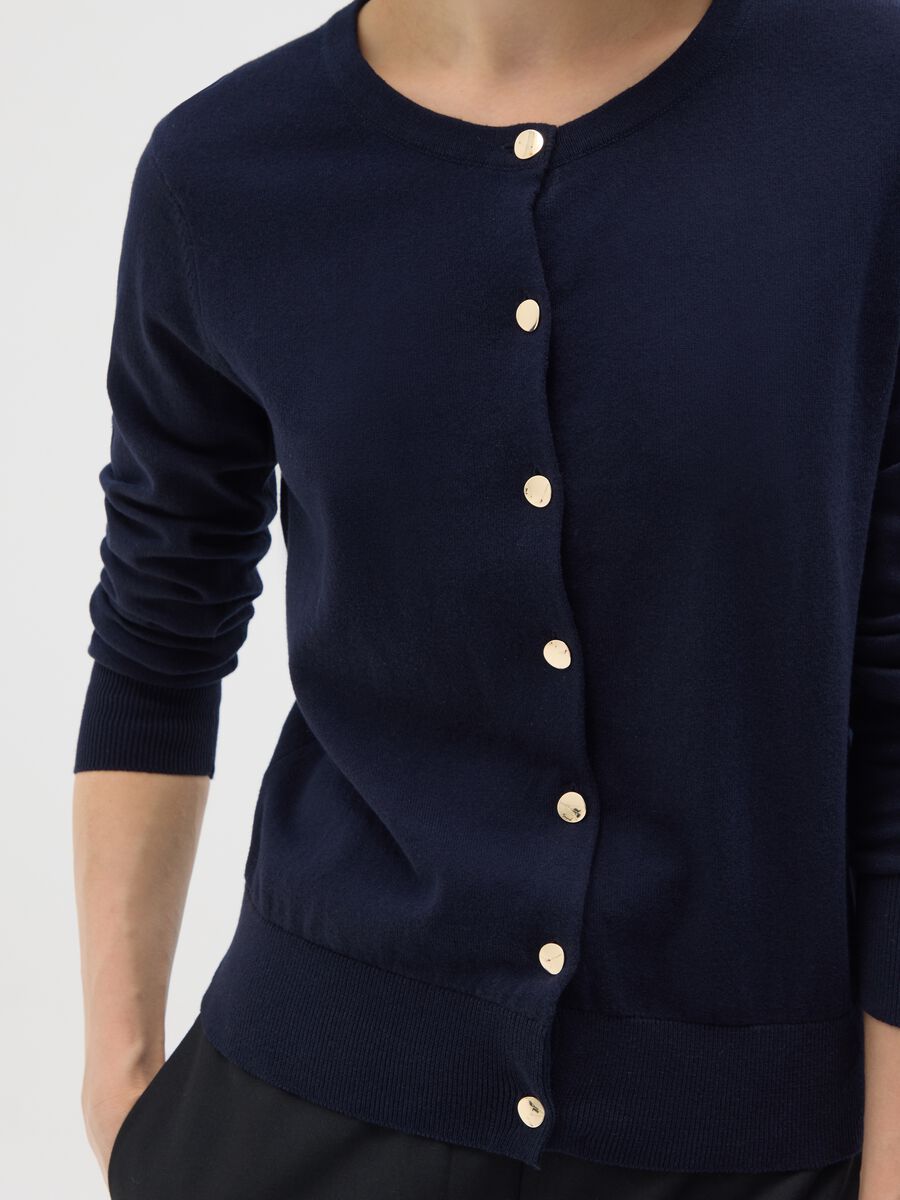 Cardigan in puro cotone blu regular fit_3