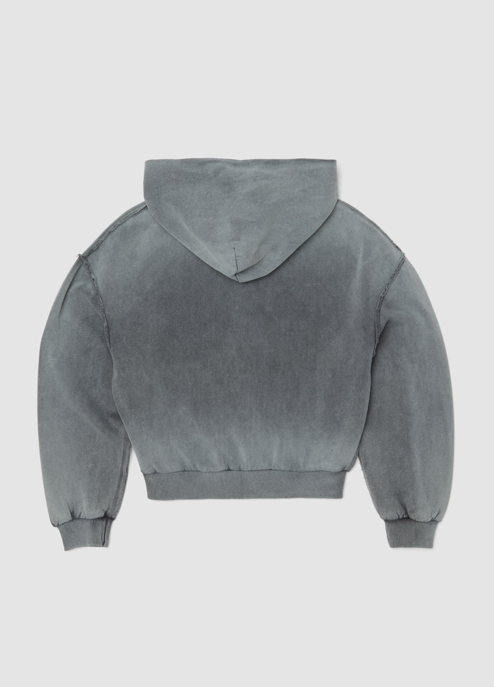 Sun-Faded Full-Zip Hoodie in Vintage Grey