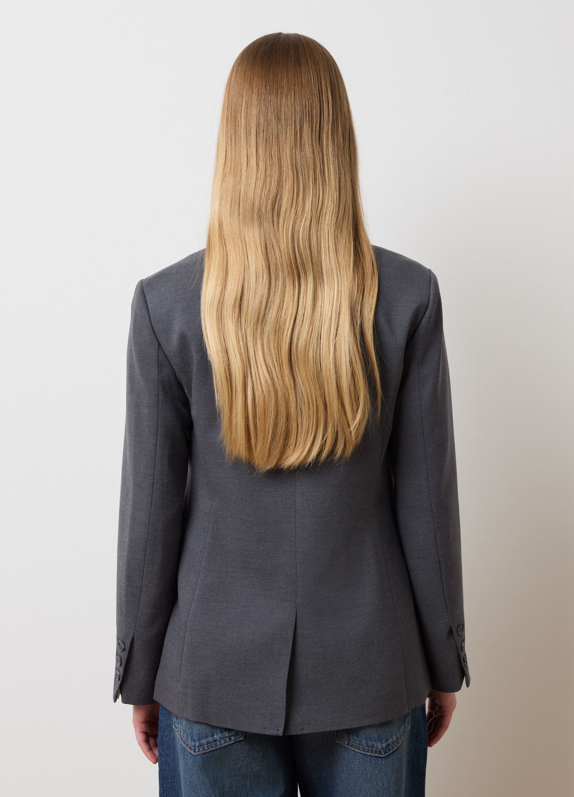 Blazer in tessuto elasticizzato grigio regular fit