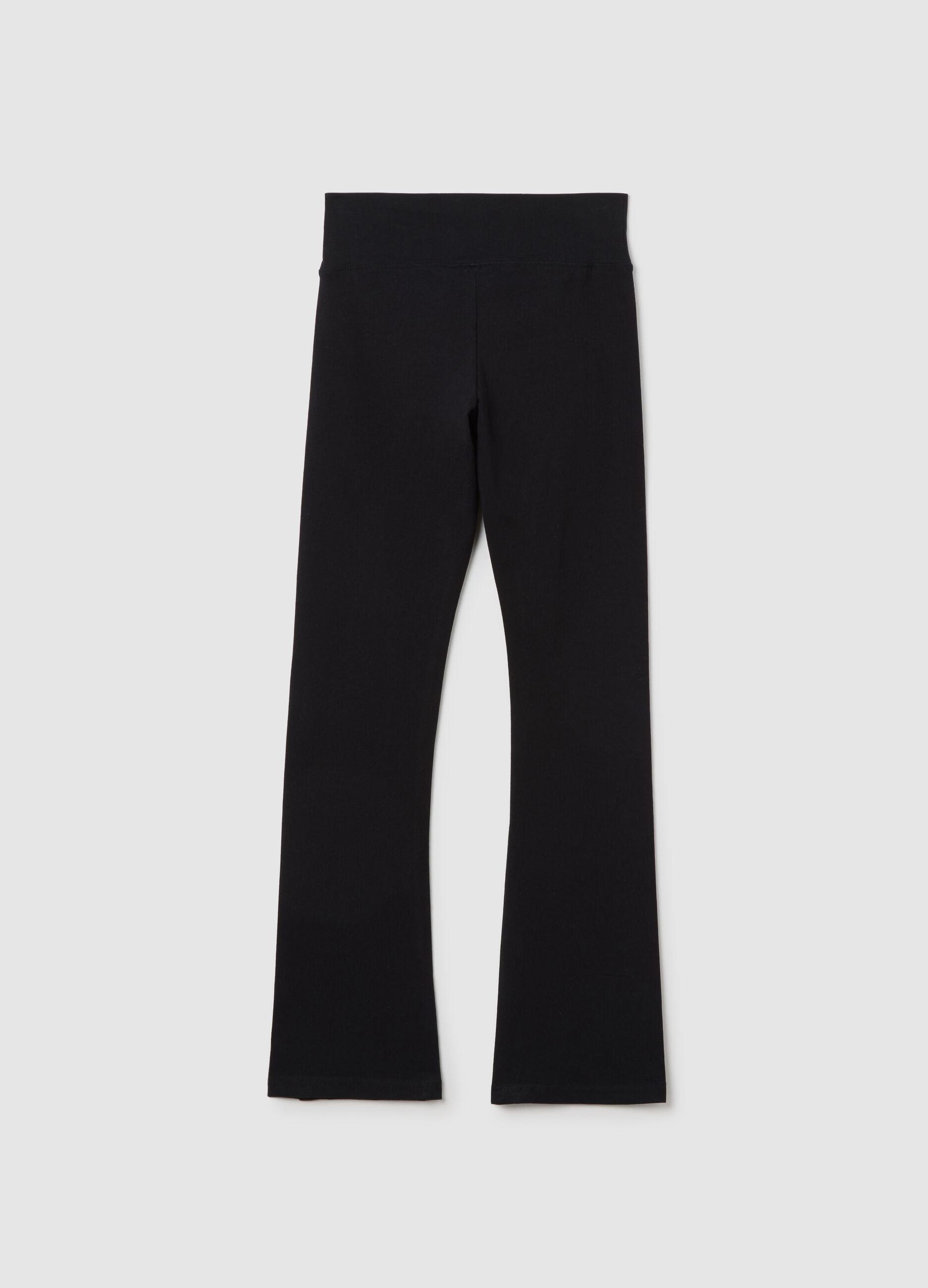 Leggings da ragazza in cotone elasticizzato nero flare