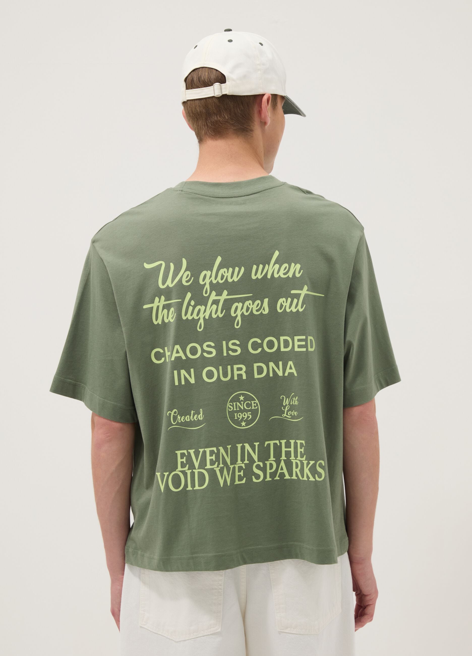 Green pure cotton short-sleeve T-shirt
