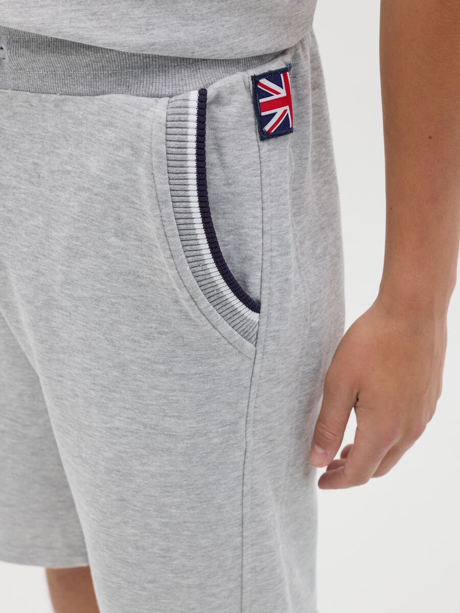 Grey cotton blend sports shorts_2
