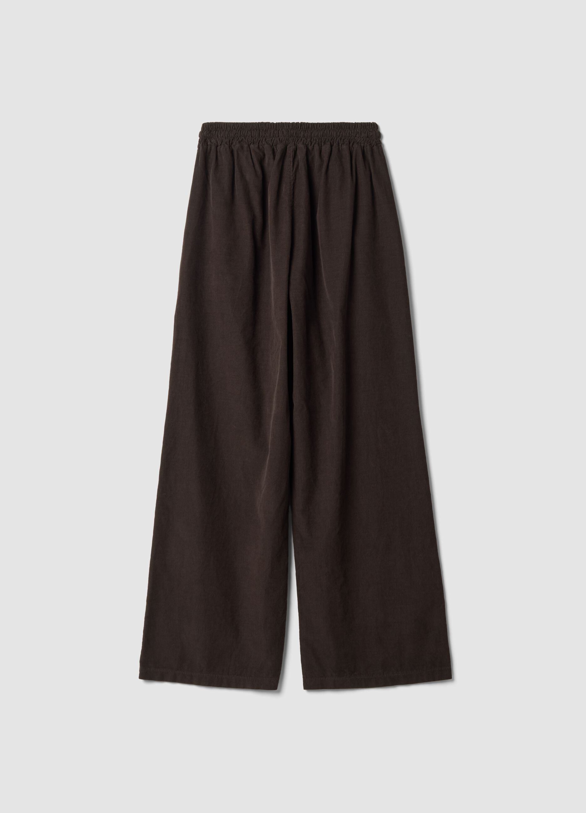 Dark brown pure cotton regular-fit trousers
