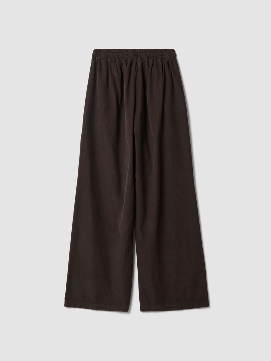 Pantaloni marrone scuro in puro cotone regular fit_2
