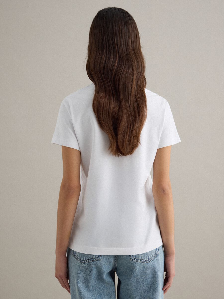 T-shirt girocollo in puro cotone bianca regular fit_3