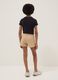 Girls&rsquo; beige shorts in pure organic cotton with elasticated waistband_1