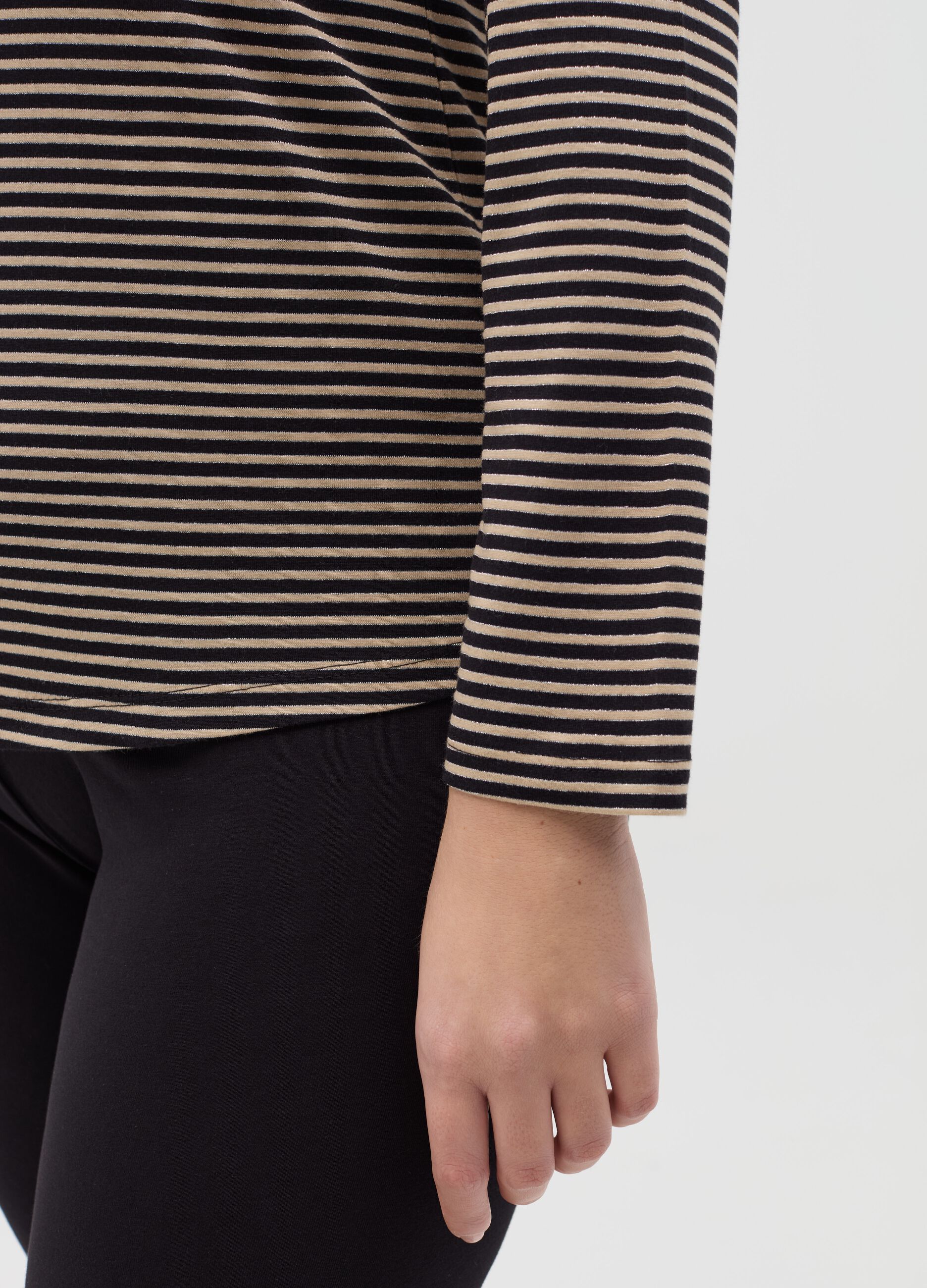 Curvy T-shirt in striped lurex