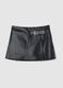 Black regular fit mini skirt with zip_4
