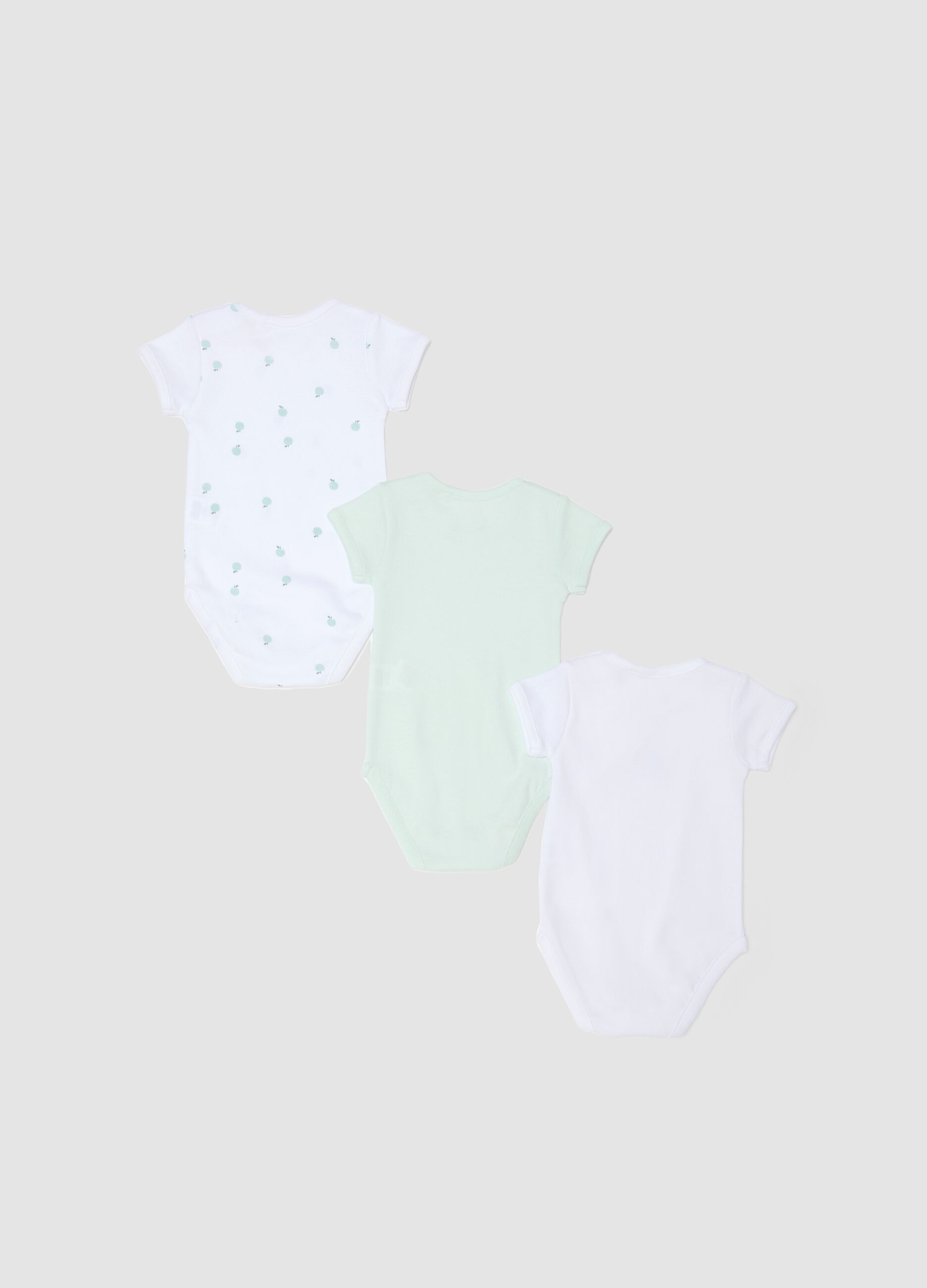 Baby multicolour pure cotton bodysuit tripack with fruit