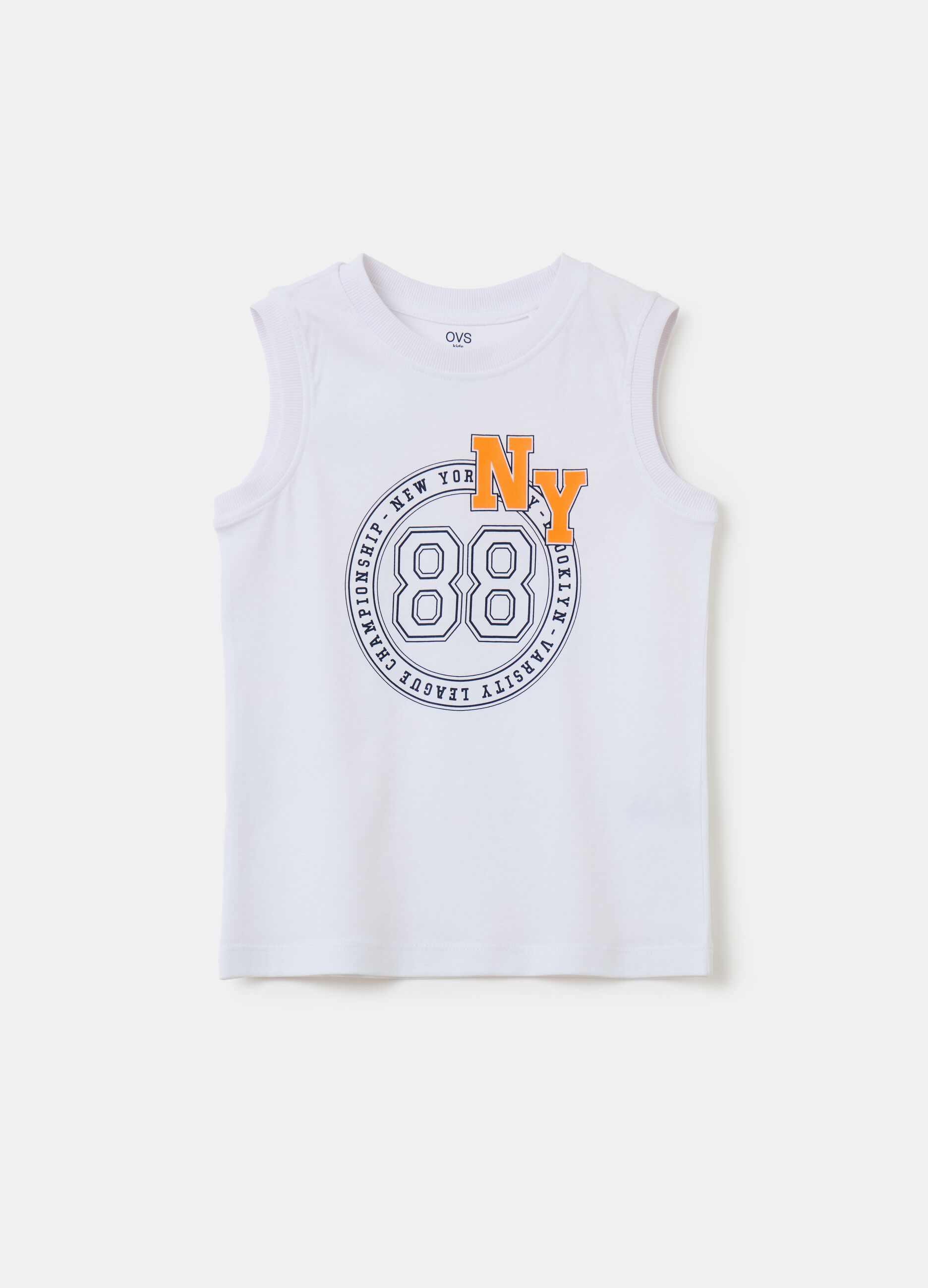 Cotton racerback vest with print