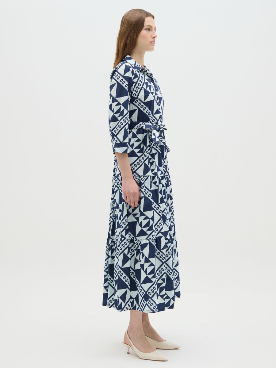 Women's long dress in multicolour cotton blend, regular fit_1