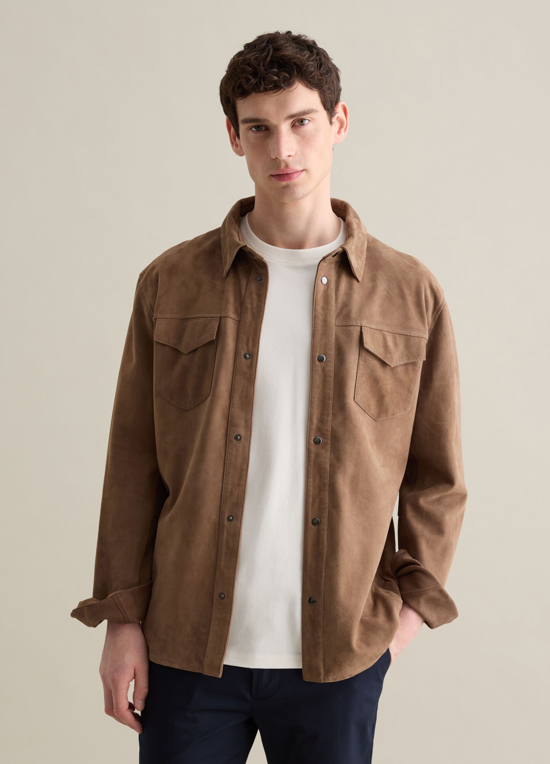 Shacket in pelle scamosciata