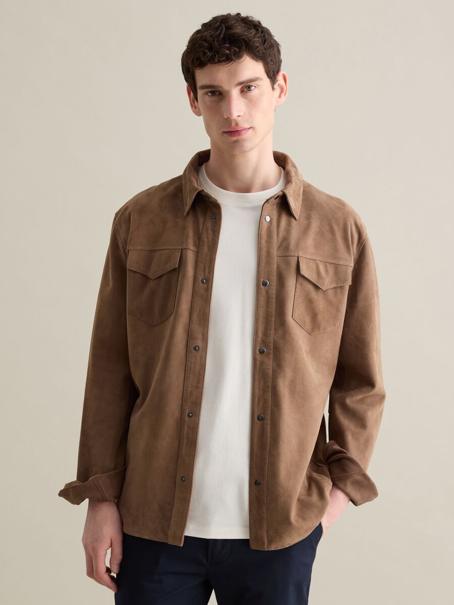 Shacket in suede leather_0