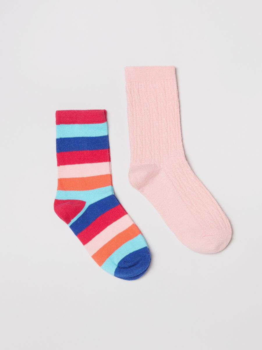 Bipack calze corte stretch a righe_0