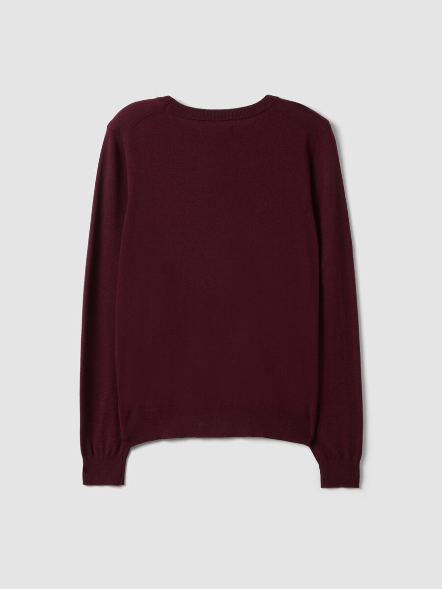 Burgundy crew-neck wool-blend jumper, regular fit_6