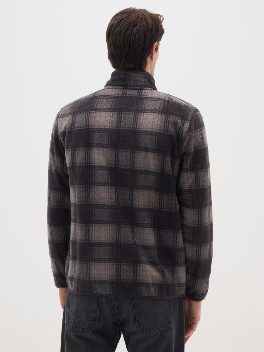 Multicolour Check High Collar Fleece Zip Jacket Regular Fit_2