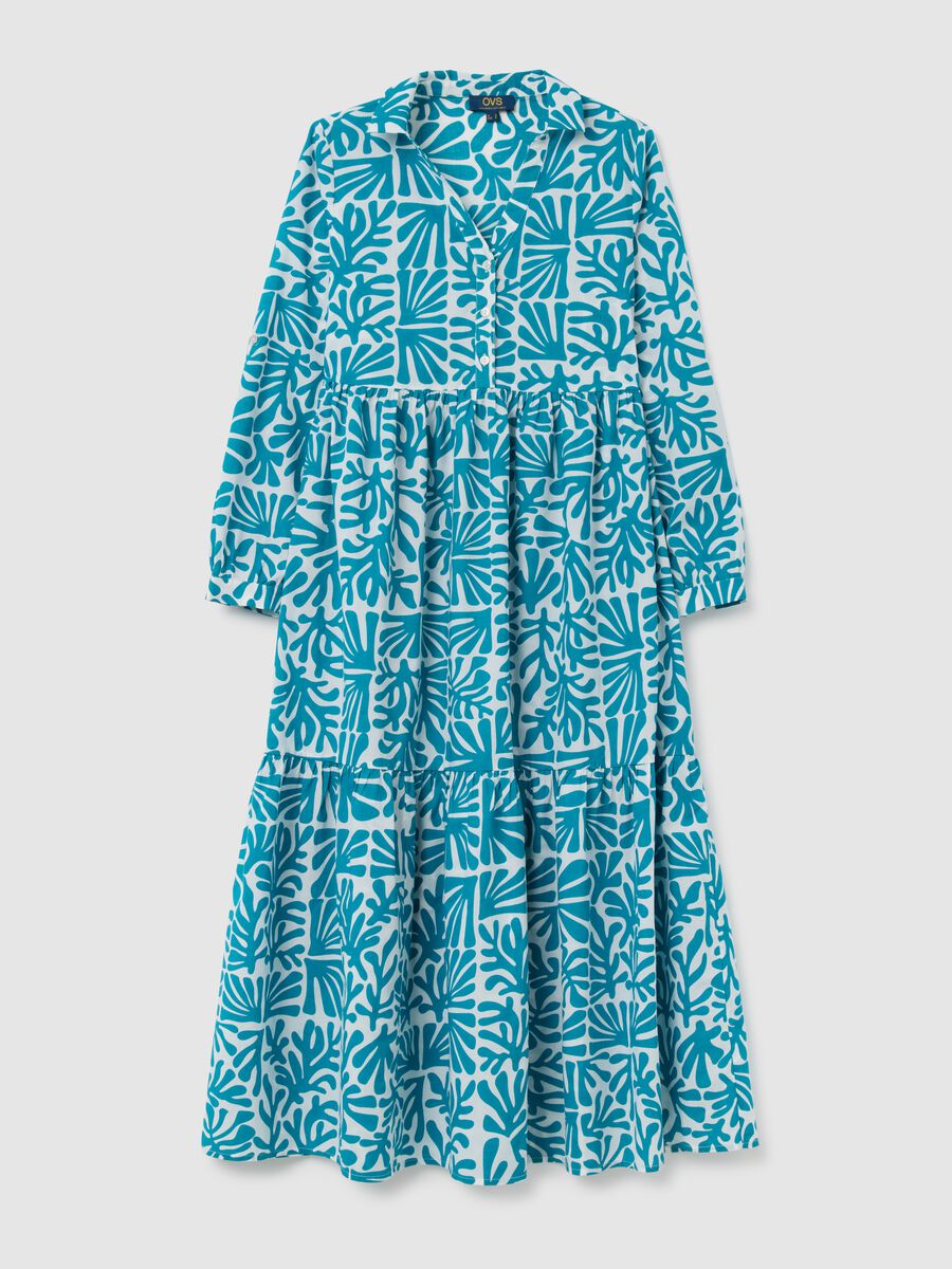 Women's Long Dress in Pure Multicolour Cotton_4